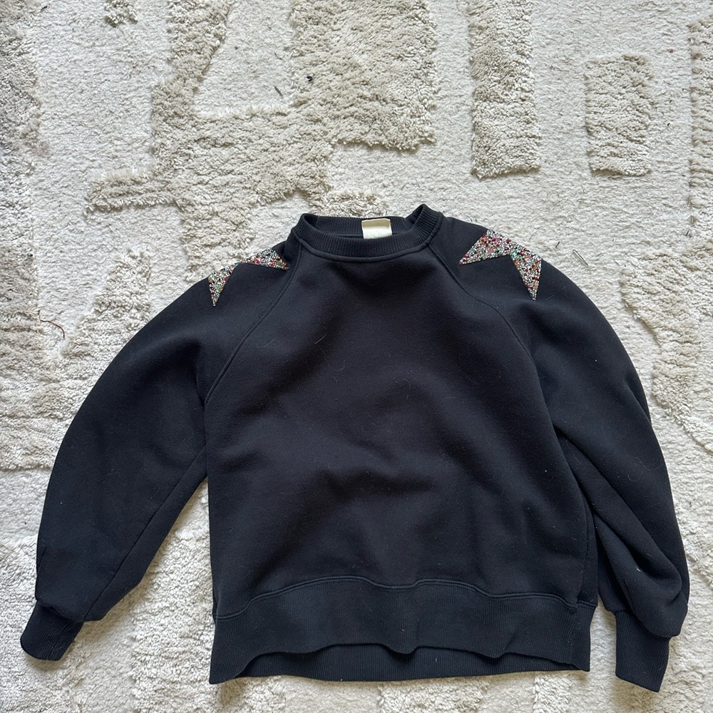 Zara Black Womens Crewneck Sweater with Accent Stars